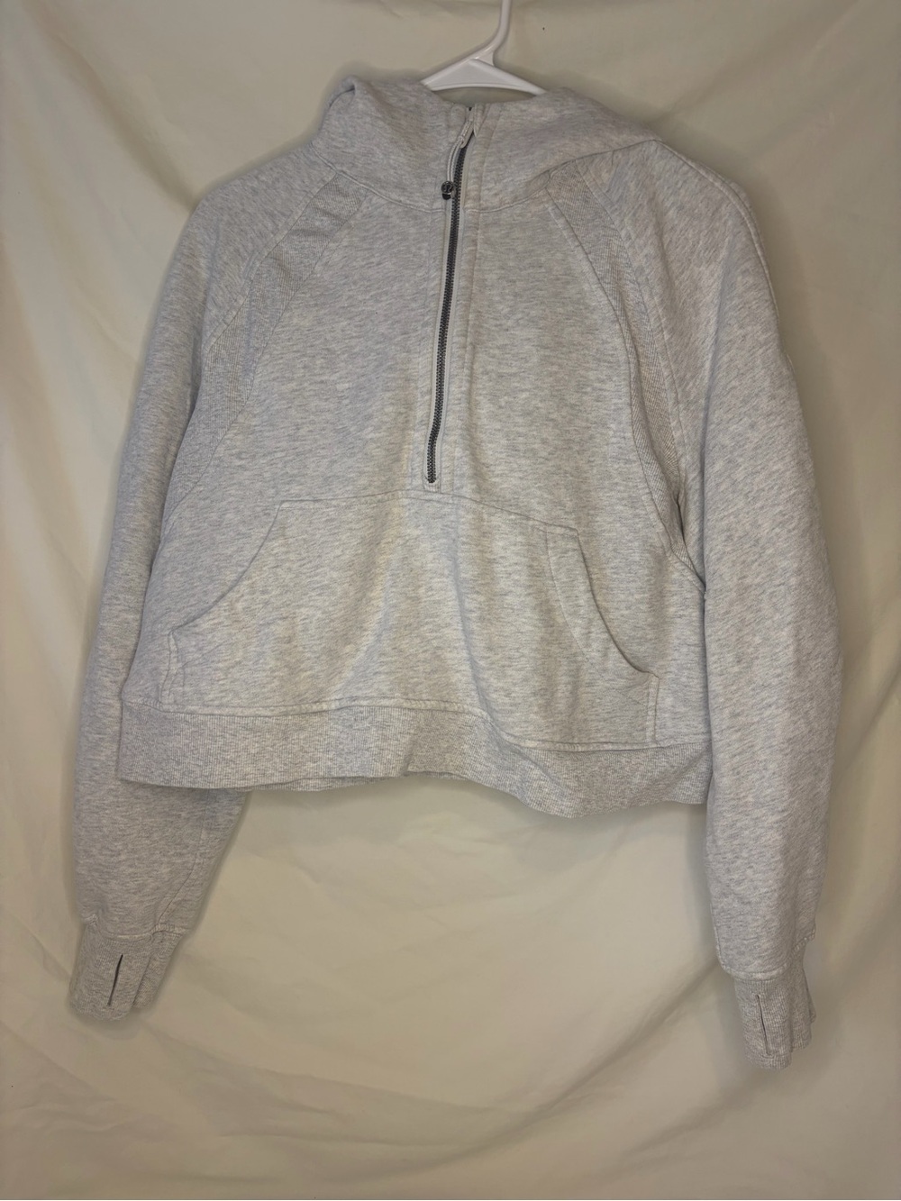Lululemon Scuba Oversized Half Zip Hoodie sweatshirt M/L Cropped Light Gray